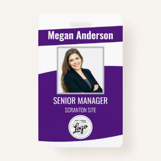 Paarse Cute Employee Photo ID Badge