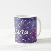 Paarse Cute Floral Name Personalized Mug Koffiemok (Voorkant rechts)