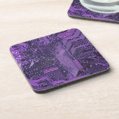 Paarse Cyber Circuit Board Tech Art Electronics Bier Onderzetter (Linkerzijde)