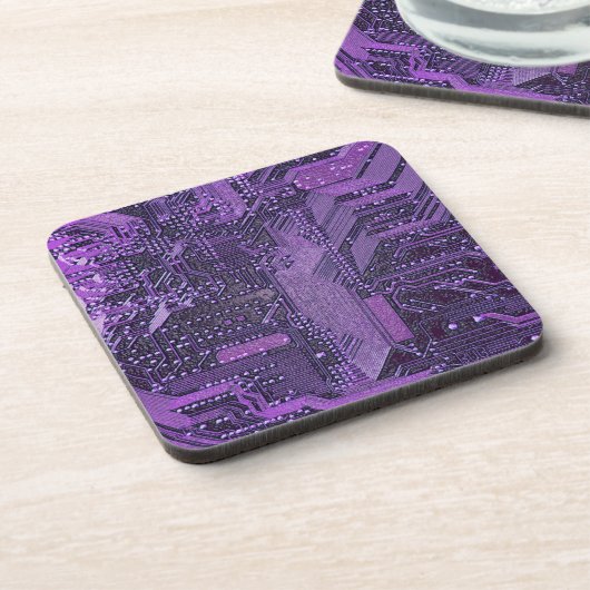 Paarse Cyber Circuit Board Tech Art Electronics Bier Onderzetter (Linkerzijde)