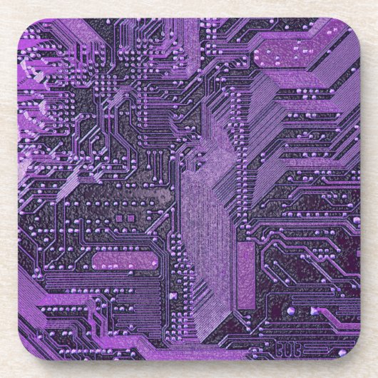 Paarse Cyber Circuit Board Tech Art Electronics Bier Onderzetter (Voorkant)