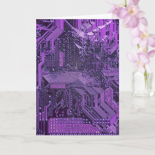 Paarse Cyber Circuit Board Tech Art Electronics Kaart (Orchidee)