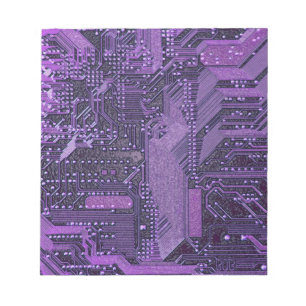 Paarse Cyber Circuit Board Tech Art Electronics Notitieblok