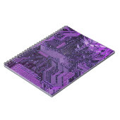 Paarse Cyber Circuit Board Tech Art Electronics Notitieboek (Linkerzijde)