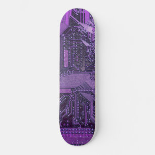 Paarse Cyber Circuit Board Tech Art Electronics Skateboard