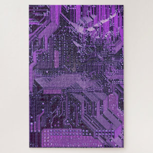 Paarse Cyber Circuit Board Tech Electronics Legpuzzel