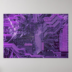 Paarse Cyber Circuit Board Tech Electronics Poster