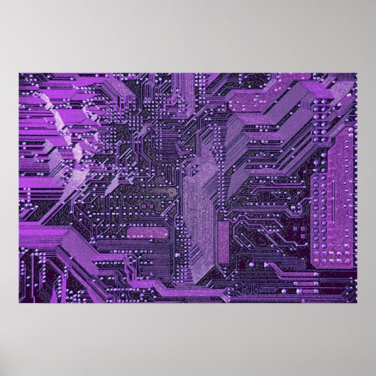 Paarse Cyber Circuit Board Tech Electronics Poster (Voorkant)