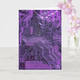 Paarse Cyberprintplaat Tech Kunst Elektronica Kaart