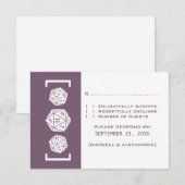 Paarse D20-desktop Gamer Wedding Response Kaart 16 (Voorkant / Achterkant)
