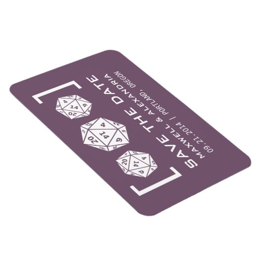 Paarse D20-desktopgamer bespaart de datum magneet (Rechterzijde)
