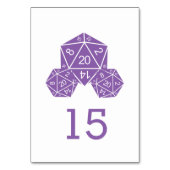 Paarse D20 Dice Wedding Table Kaart (Achterkant)