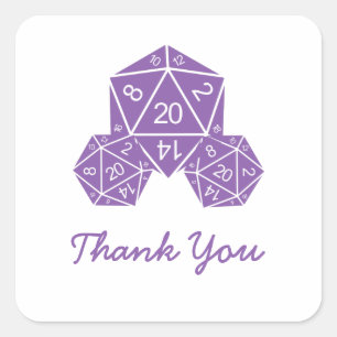 Paarse D20 dobbelt dankt u Stickers