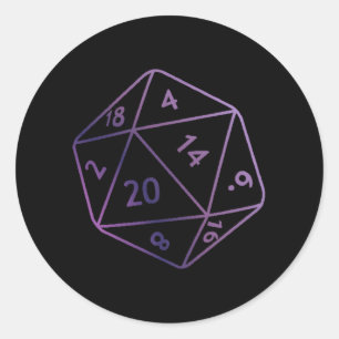 Paarse D20 Ronde Sticker