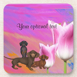 Paarse Dachshund Beverage Coasters Onderzetter
