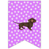 Paarse Dachshund Bunting Party Banner (Eerste vlag)