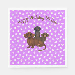 Paarse Dachshund Paper Party Napkins Servet