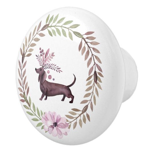 Paarse Dachshund Round Knob Keramische Knop (Rechts)