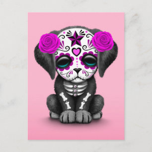 Paarse dag van de dode dop Roze Briefkaart