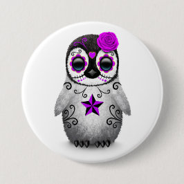 Paarse dag van de dode suikerschedel Penguin White Ronde Button 7,6 Cm