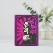 Paarse dag van het dodenmeisje Briefkaart (Staand voorkant)