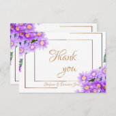 Paarse dagen/goudtrim bedankkaart (Voorkant / Achterkant)