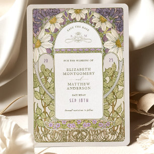 Paarse Dagen Opslaan Datum  Art Nouveau Mucha Kaart