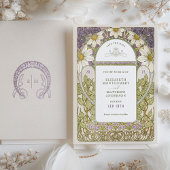 Paarse Dagen Opslaan Datum  Art Nouveau Mucha Kaart