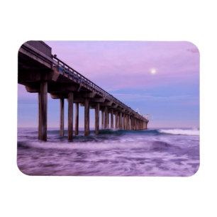 Paarse dageraad boven pier, Californië Magneet