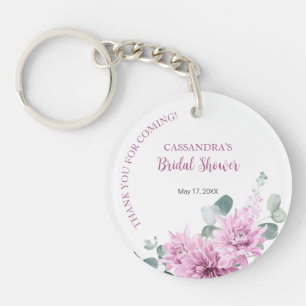 Paarse Dahlia Eucalyptus Botanische Bruiloftsdouch Sleutelhanger