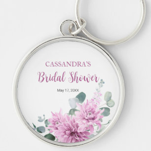 Paarse Dahlia Eucalyptus Groene Bruidsuitnodiging Sleutelhanger