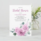 Paarse Dahlia Eucalyptus Groene Bruiloft Kaart (Staand voorkant)