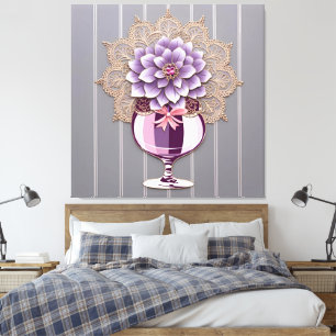 Paarse Dahlia Kantvaas Romantisch Nieuwgehuwd  Canvas Afdruk