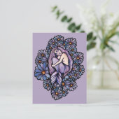 Paarse Daisies Slapende Zeemeermin Briefkaart (Staand voorkant)