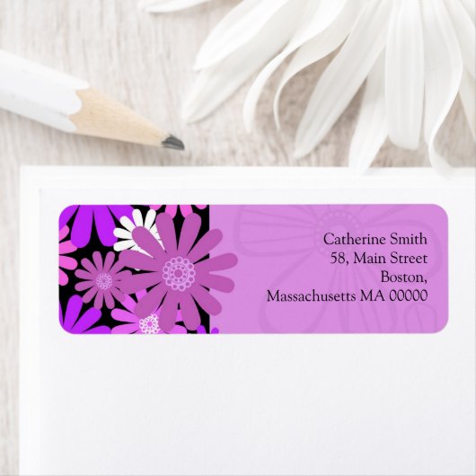 Paarse Daisy Adresetiketten Etiket (Insitu)