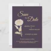 Paarse Daisy Antiek bruiloft bespaart de datum Save The Date (Voorkant)