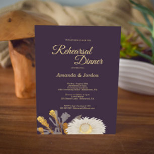 Paarse Daisy Antiek Rehearsal Dinner Invitation Kaart