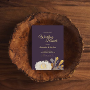 Paarse Daisy Antiek Weddenschap Brunch Uitnodiging