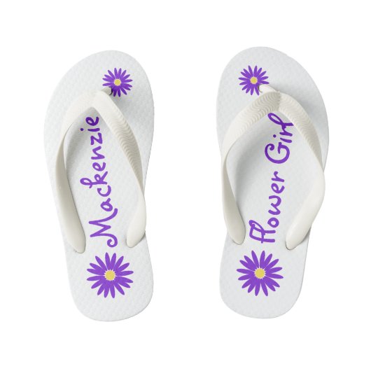 Paarse Daisy Bloemenmeisje Kinder Teenslippers (Voetbed)