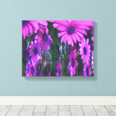 Paarse Daisy Floral Abstracte kunst Canvas Afdruk (Insitu (Houten vloer))