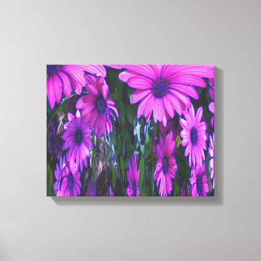 Paarse Daisy Floral Abstracte kunst Canvas Afdruk (Voorkant)