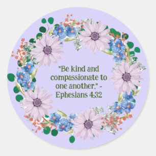 Paarse Daisy Floral krans: Radiate Faith & Love Ronde Sticker