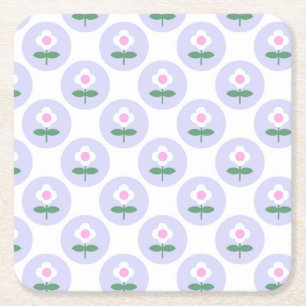 Paarse Daisy Flower Baby shower in Bloom Party Vierkante Kartonnen Onderzetter