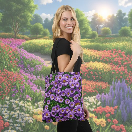 Paarse Daisy Flower Canvas tas