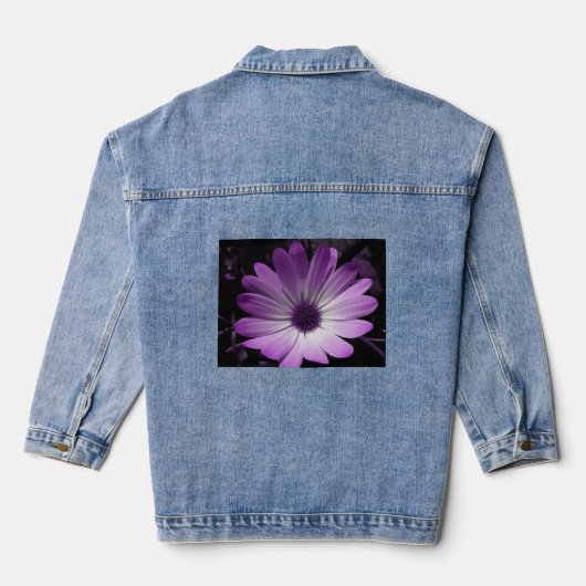Paarse Daisy Flower Denim Jacket (Achterkant)