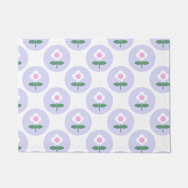 Paarse Daisy Flower Housewarming Fun Gift Deurmat (Voorkant)