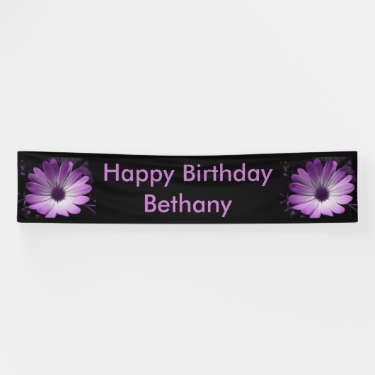 Paarse Daisy Flower Personalized Banner (Horizontaal)