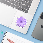 Paarse Daisy Flower Sticker (Laptop met iPhone)