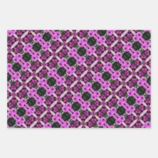 Paarse Daisy Flowers Abstract design Inpakpapier Vel (Voorkant)