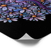 Paarse Daisy Flowers Dragon Poster (Hoek)